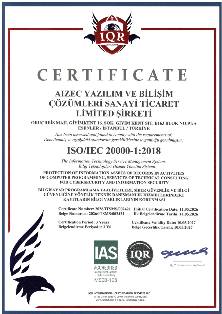 ISO/IEC 20000-1:2018 belgesinin ilk sayfası