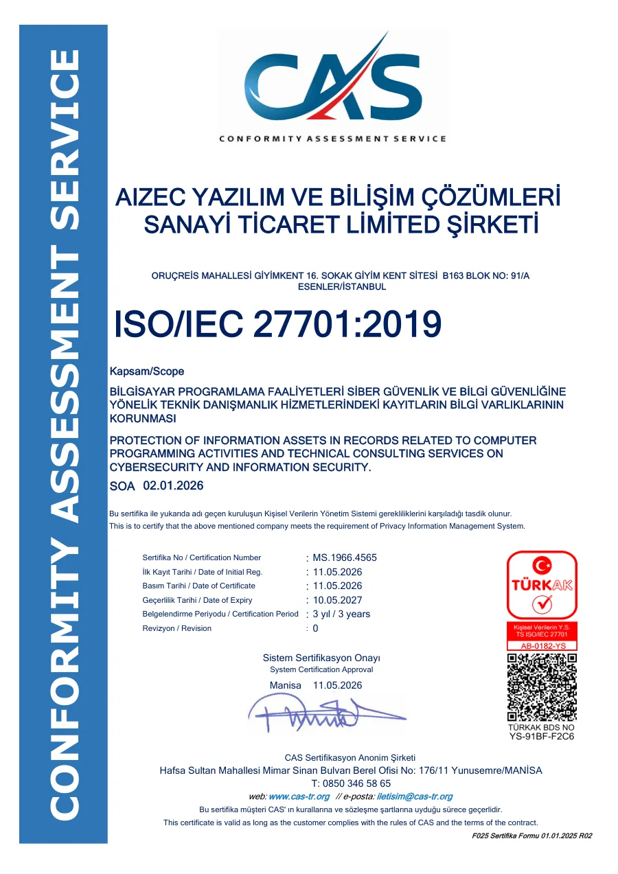 ISO/IEC 27701:2019 belgesinin ilk sayfası